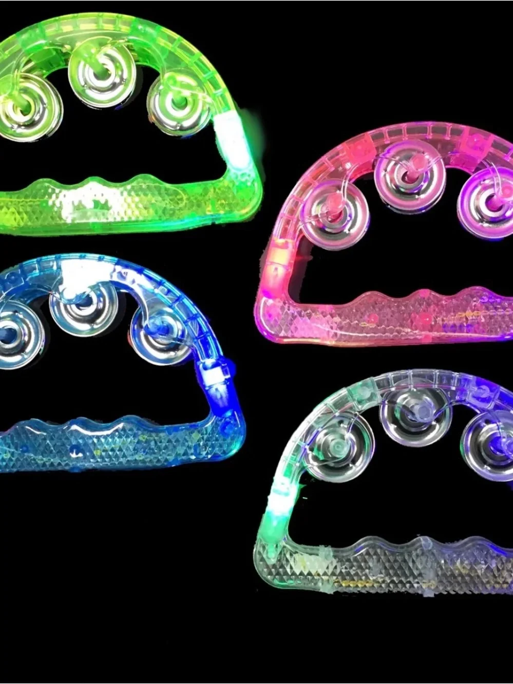 24 Light-Up Plastic Tambourine Set - Multicolor - Picture 1 of 3